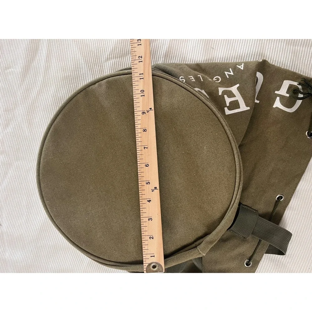 Guess Los Angeles Canvas Duffel Bag Olive Green Drawstring Gym Travel Bag
